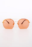 Gold Metal Frame Double Bridge Flat Bottom Sunglasses