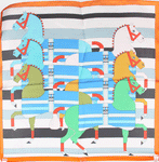 Silky Square Designer Geometric Horse Print Scarf