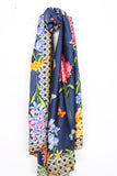 Large Silky Butterfly and Floral Print Scarf