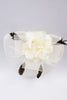 Flower Net and Feather Wide Fascinator with Headband in cream for wedding