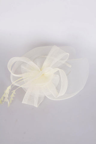 Flower Feather Fascinator in cream for wedding