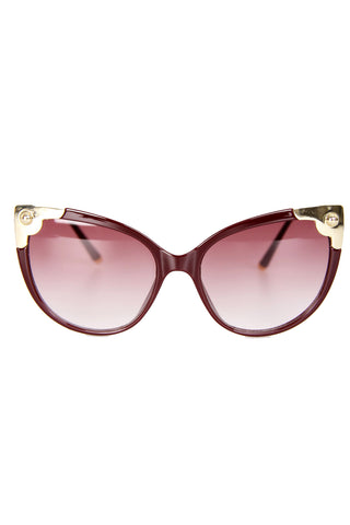 Cat Eye Metal Detail Edges Sunglasses