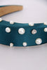 Jewels And Pearls Thick Padded Satin HAIRBAND Headbands in green