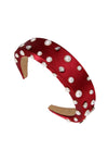 Jewels And Pearls Thick Padded Satin HAIRBAND Headbands in red