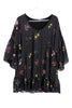 Oversized Floral And Polka Dot Print Floaty Top in black