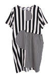 Striped Linen Look Smock Dress