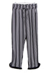 Black and White Striped Pleat Hem high waist Trousers