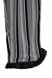 Black and White Striped Pleat Hem high waist Trousers
