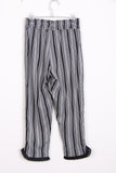Black and White Striped Pleat Hem Trousers