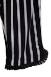 Black and White Stripe Pleat Hem Trousers