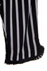 Black and White Stripe Pleat Hem Trousers