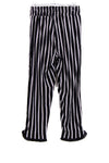 Black and White Stripe Pleat Hem Trousers