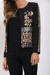 Floral Embroidered Blazer Jacket with Embellished Studded Arms