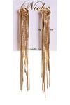 Diamante Tassel Dangling Earrings in Gold