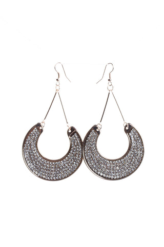 Crescent Half Moon Shape Diamante Earrings