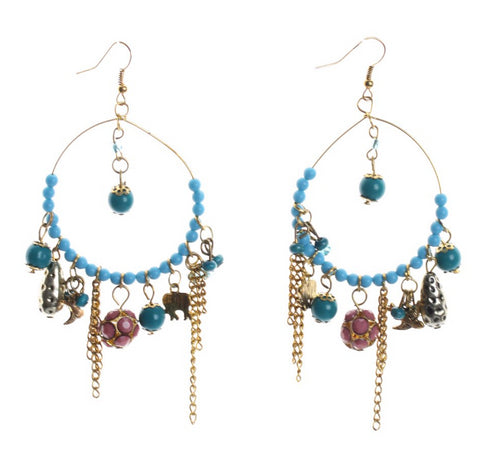 Boho Style Hoop Beads Dangling Earrings