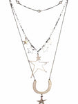 Layered Stars,Moon Necklace with Earrings