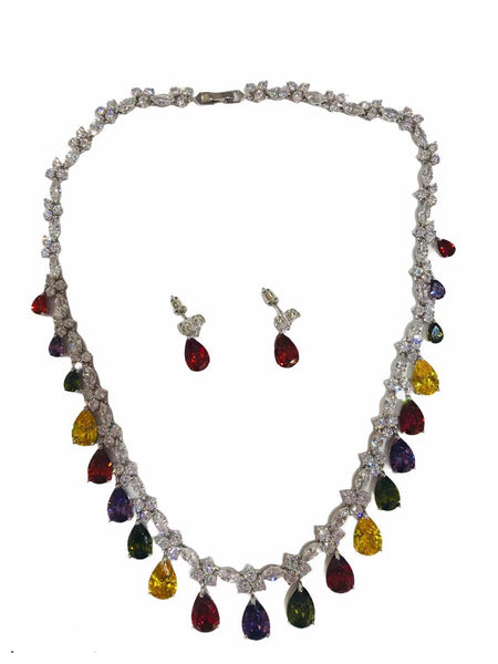 Multicolour Teardrop Cubic Zirconia Set