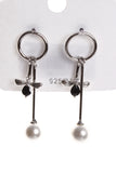Bee Cubic Zirconia Earrings With Pearl In Silver