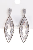 Oval Crystal Cubic Zirconia Earrings In Silver