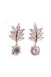 Leaf Cubic Zirconia Stud Earrings in Rose Gold