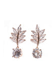 Leaf Cubic Zirconia Stud Earrings in Rose Gold