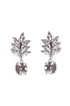 Leaf Cubic Zirconia Stud Earrings in Silver