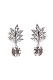 Leaf Cubic Zirconia Stud Earrings in Silver