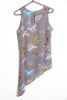 Butterfly Print Asymmetric Top in Pale Grey