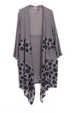 Oversized Linen Look Floral Print Jacket in grey