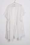 Oversized Floral Print Lace Sheer Jacket in white