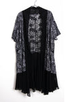 Oversized Floral Print Lace Sheer Jacket in black