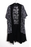 Oversized Floral Print Lace Sheer Jacket in black