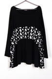 Oversized Floaty Top with 3D Butterfly Detail in Black