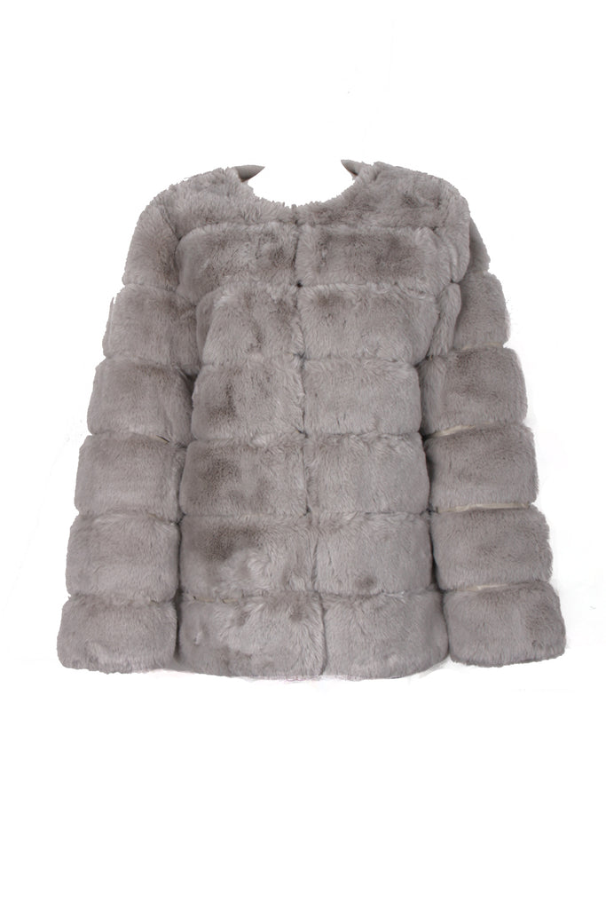 Grey faux fur panel jacket store