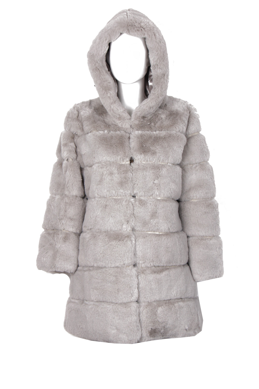 Soft Faux Fur Hooded Coat Urban Mist UK