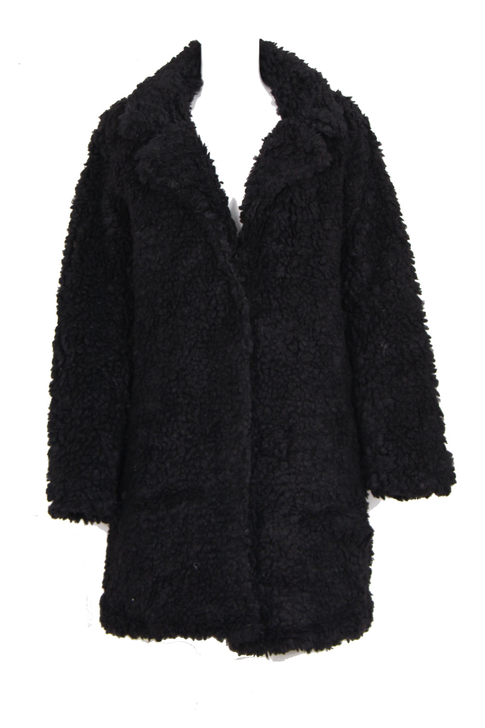 Black faux fur teddy bear coat deals