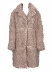 Soft Sheep Faux Fur Coat with PU Detail