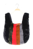 dark Multi color soft faux fur hand bag