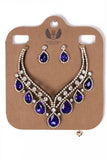 Teardrop Diamante 2-Piece Necklace and Earrings Set in royal blue