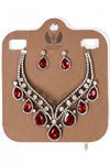 Teardrop Diamante 2-Piece Necklace and Earrings Set in red