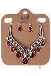 Teardrop Diamante 2-Piece Necklace and Earrings Set in red
