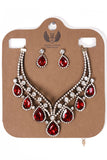 Teardrop Diamante 2-Piece Necklace and Earrings Set in red