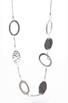 Multiple Circle Chain Long Necklace in Silver