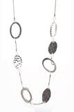 Multiple Circle Chain Long Necklace in Silver