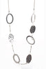 Multiple Circle Chain Long Necklace in Silver