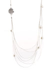 Multiple Layered Pearl Diamante Long Necklace