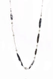 Pearl Link Chain Long Necklace in Silver