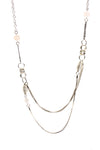 Multiple Layered Interlink Chain Long Necklace with Crystal Ball