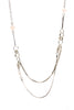 Multiple Layered Interlink Chain Long Necklace with Crystal Ball